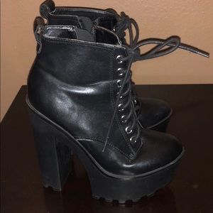 Black platform booties